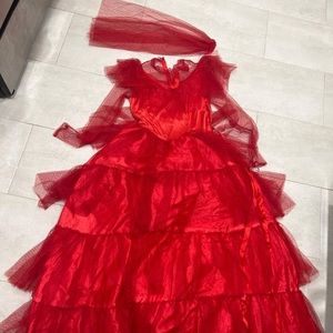 Beetle Juice Halloween Costume Red Dress Womans Small